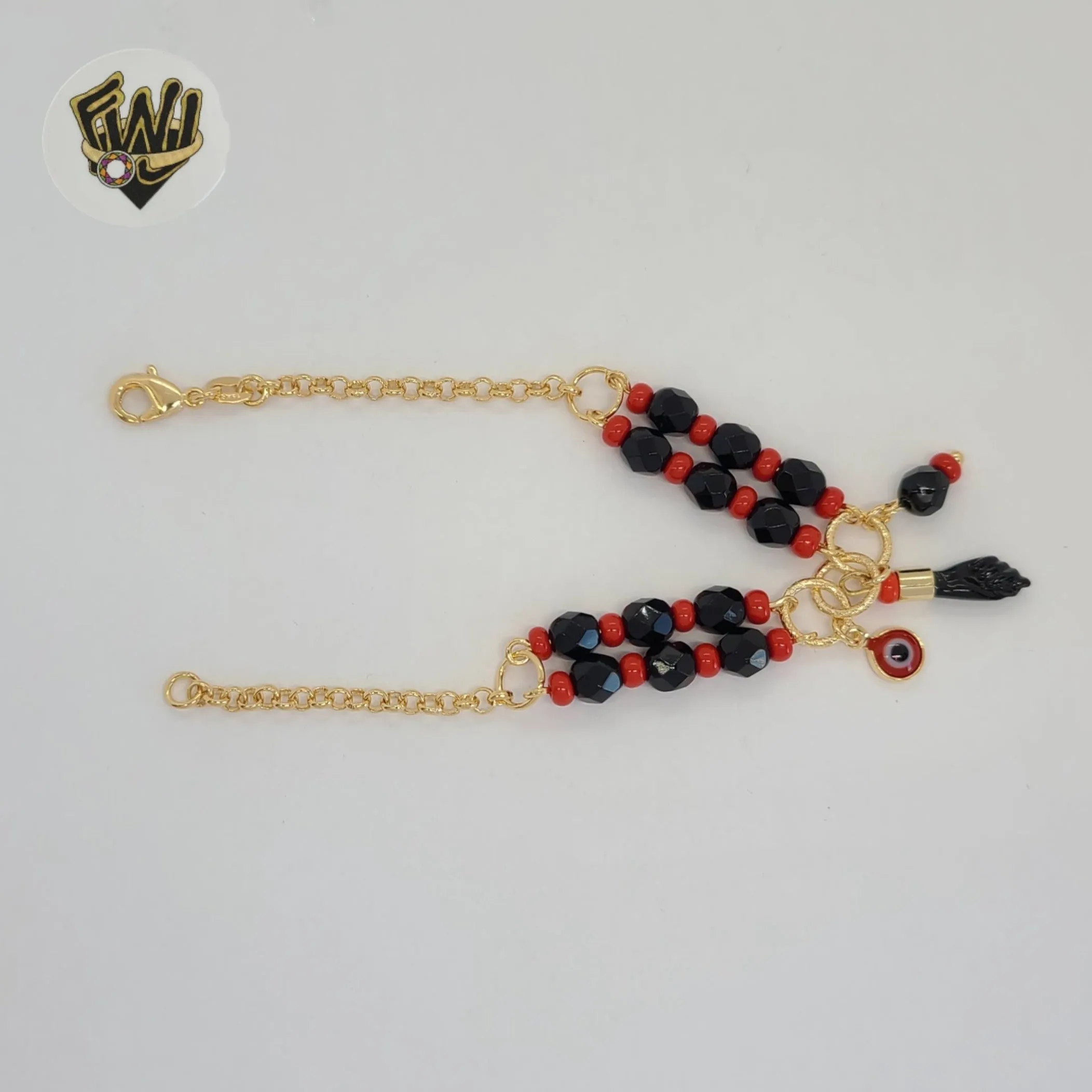 (1-0689-2) Gold Laminate - 5.5mm Azabache Link Bracelet - 7.5 - BGF