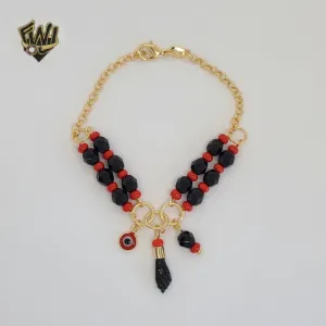 (1-0689-2) Gold Laminate - 5.5mm Azabache Link Bracelet - 7.5 - BGF