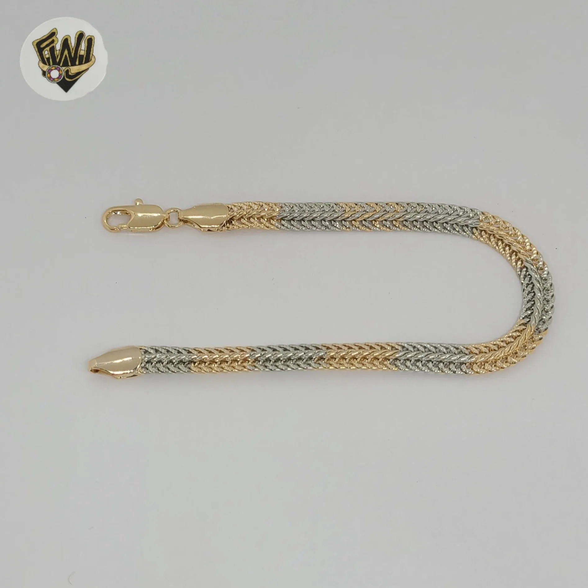 (1-0829) Gold Laminate - 6mm Two Tone Link Bracelet - 7.5 - BGO