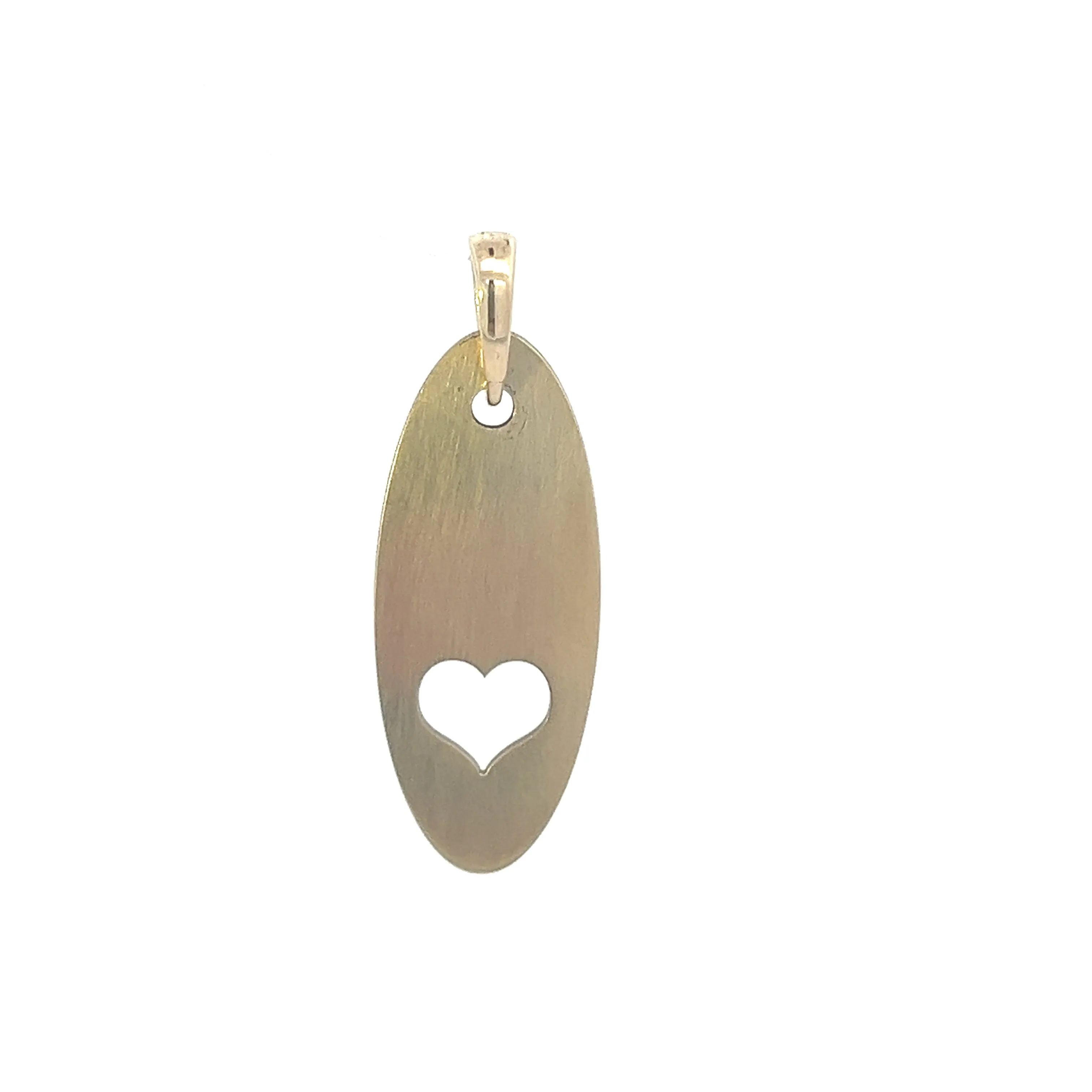 10K Brushed Gold Heart Cut-out Pendant