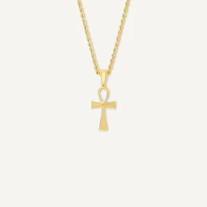 10K Gold Ankh Cross Pendant