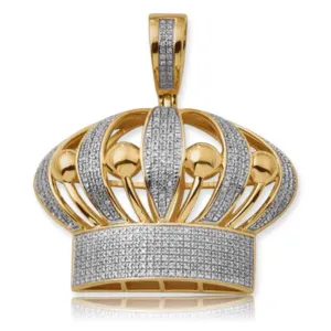 10KY 0.90CTW DIAMOND PUFFED CROWN PENDANT