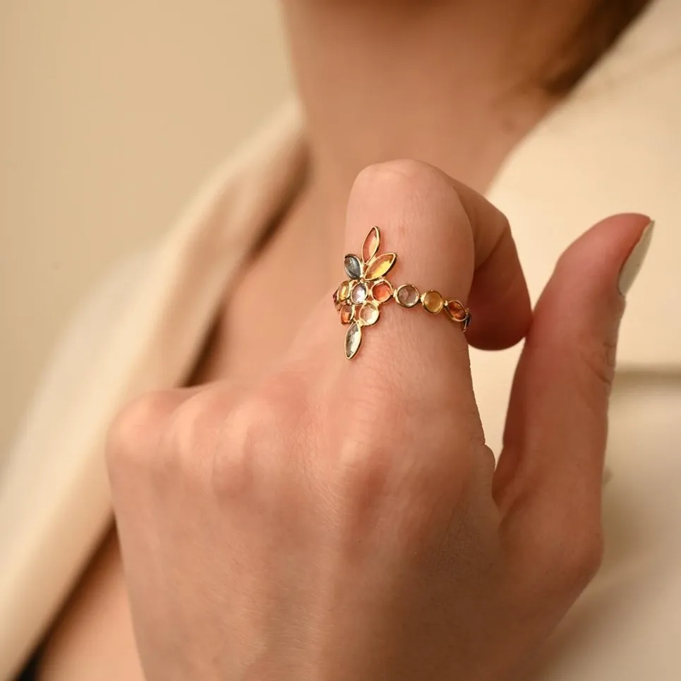 14K Gold Multi Sapphire ring