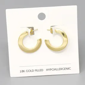 18K Gold Filled Flattened Hoop Earrings
