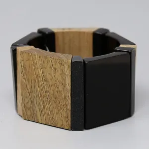 Color Block Acetate And Wood Stretch Bracelet