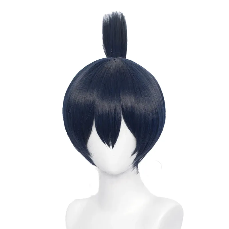 Dokidoki Mange Anime Cosplay  Wig Men Halloween Short Dark Blue /Earring