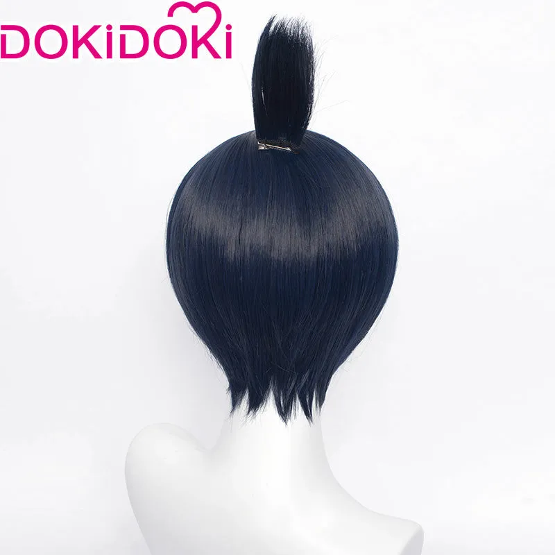 Dokidoki Mange Anime Cosplay  Wig Men Halloween Short Dark Blue /Earring