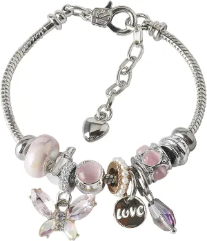 DS Charm Bracelets for girls,exquisite cute cartoon friendship Silver bracelets Stainless Steel Bangle with birthday Gift box, Adjustable girls jewelry Suitable for holiday gifts