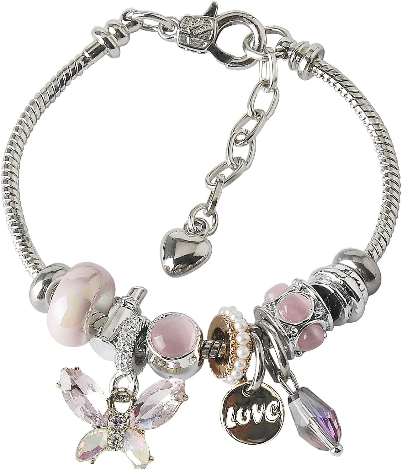 DS Charm Bracelets for girls,exquisite cute cartoon friendship Silver bracelets Stainless Steel Bangle with birthday Gift box, Adjustable girls jewelry Suitable for holiday gifts
