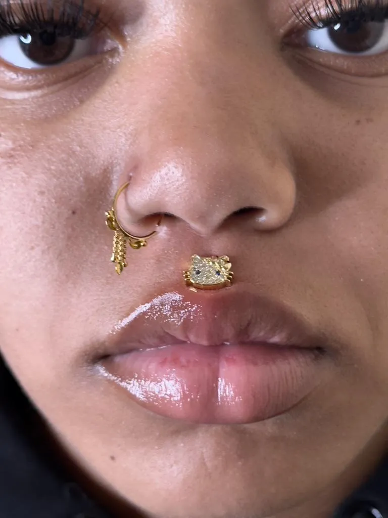 Gold vermeil 20G Dangle High Quality Nose Hoop