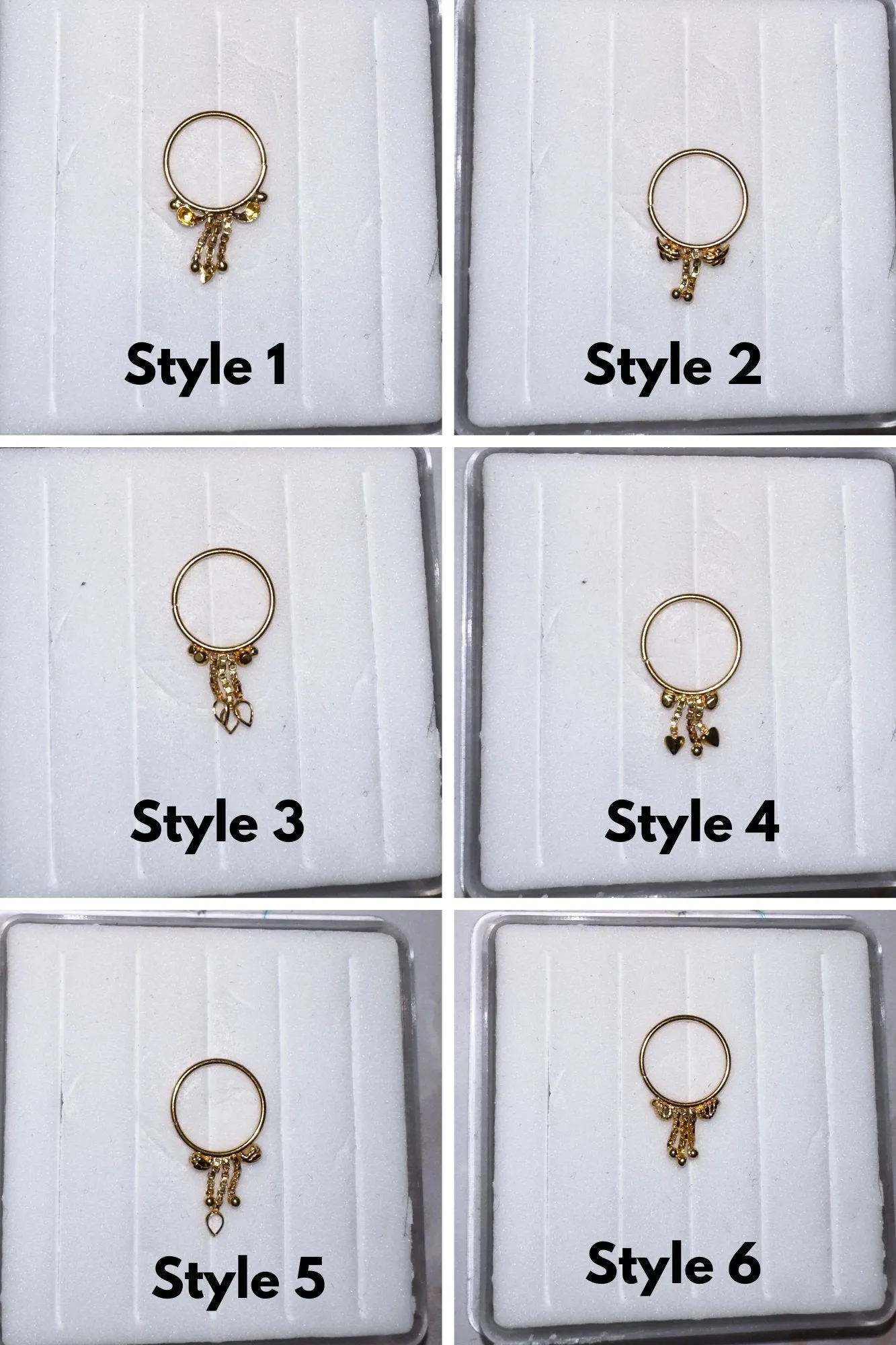 Gold vermeil 20G Dangle High Quality Nose Hoop