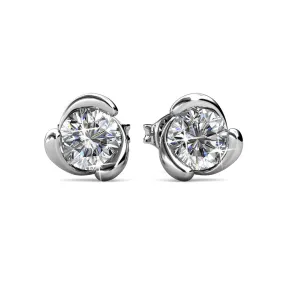 Harmony 18k White Gold Plated Stud Earrings with Round Crystals