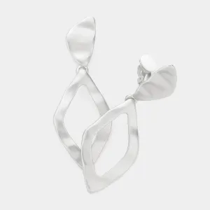 iLLASPARKZ Hammered Metal Open Geometric Dangle Clip On Earrings