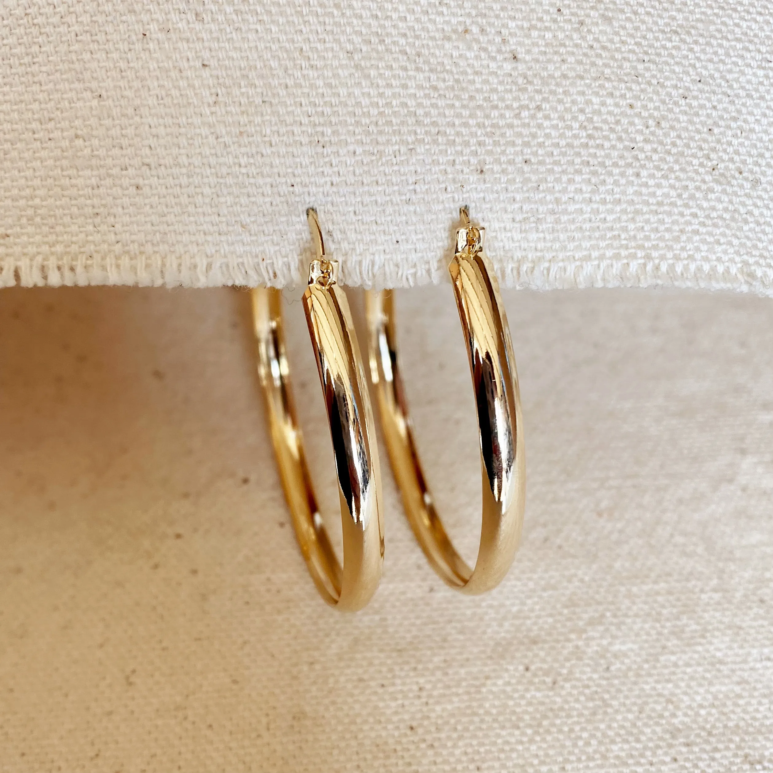 Light 18k Gold Filled Hoop Earrings 50mm Diameter