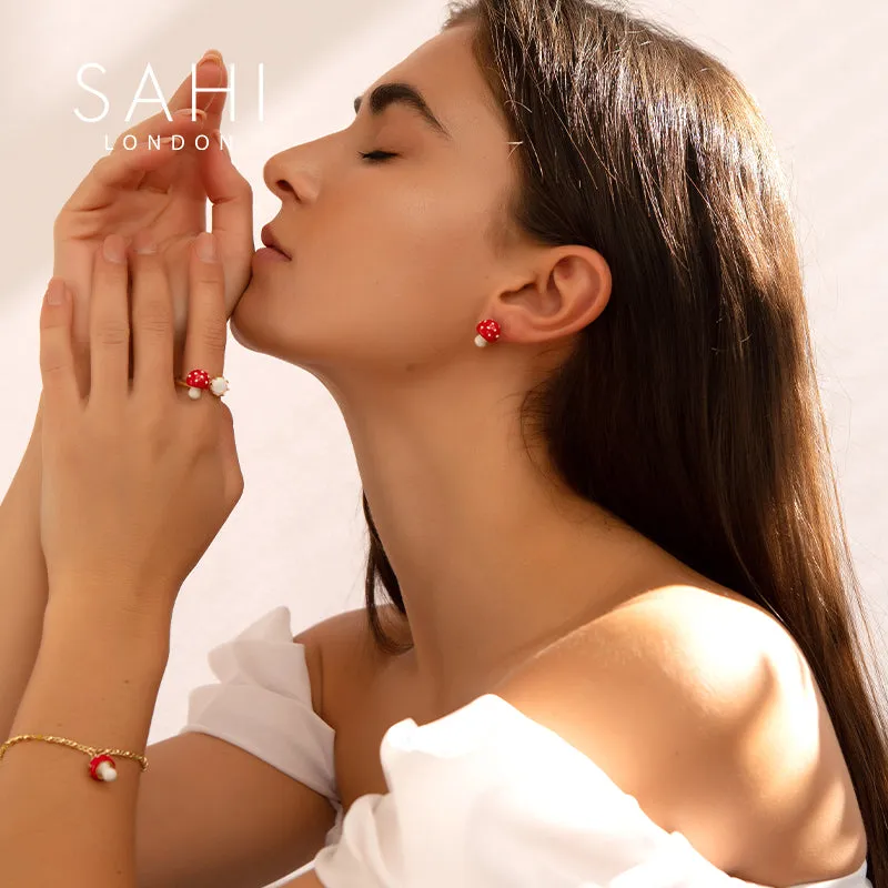 Sahi Red Mushroom Pendant Necklace